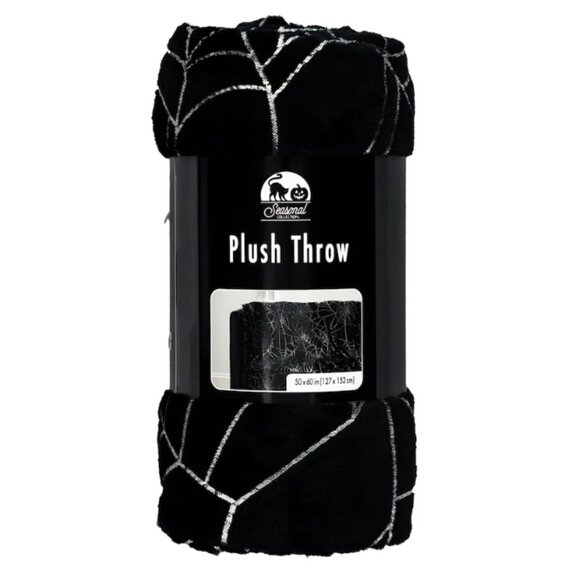 Black & Silver Halloween Spider Web 50" x 60" Throw Blanket NWT - Picture 1 of 1
